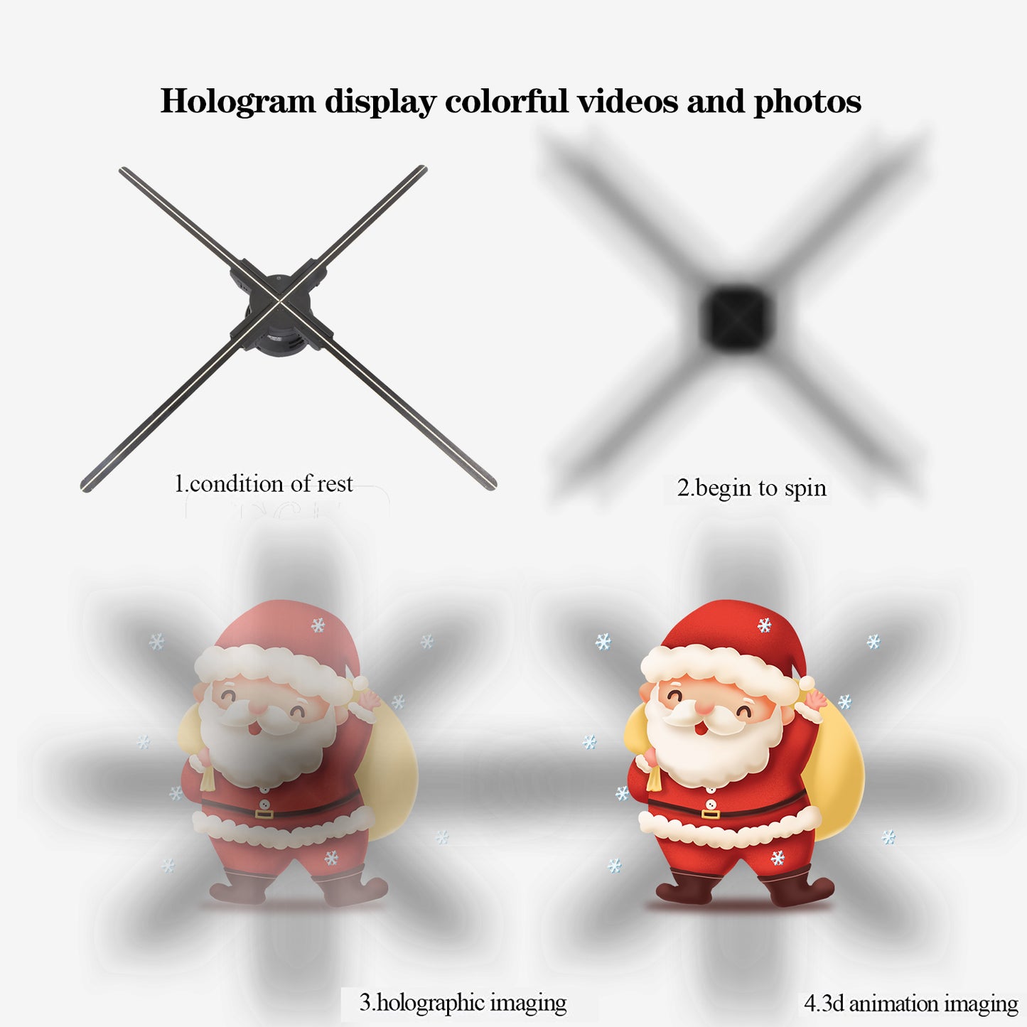 Missyou 25.6" 3D Hologram Fan Projector with Remote, Bluetooth, Splicing, 700 Videos, 768 LEDs for Business Signs, Bar, Casino, Party, Halloween