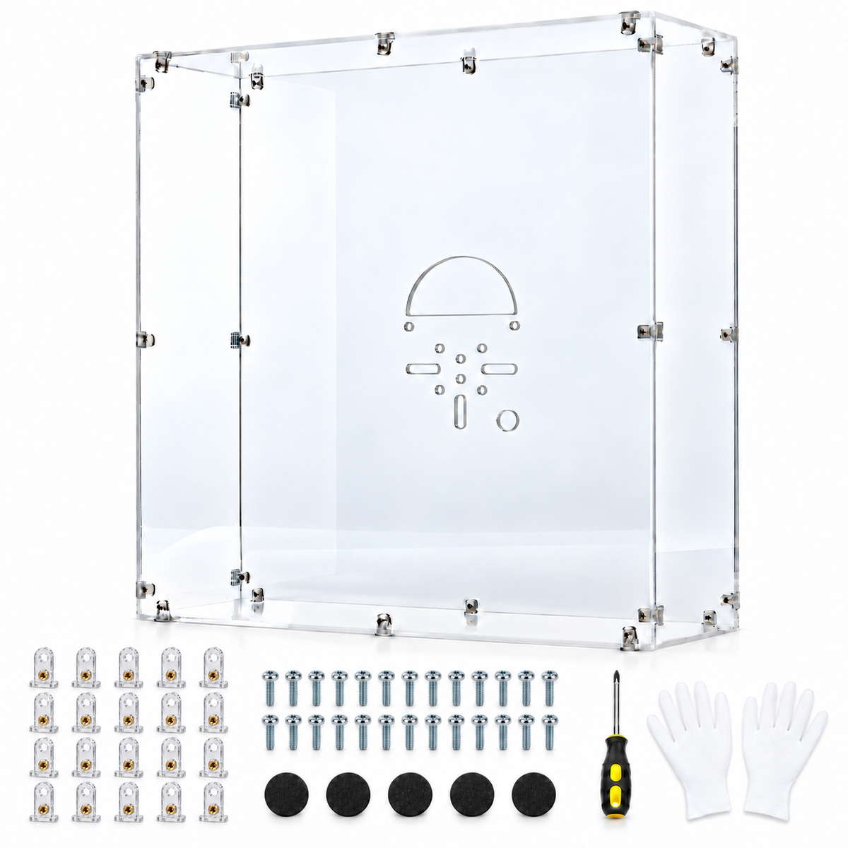 MISSYOU acrylic protective cover kit and assembly accessories for compatible hologram fans with blade diameter up to 70 cm; hologram fan and display stand not included.