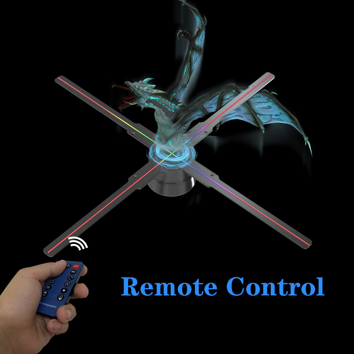 Missyou 18.1" 3D Hologram Fan WiFi Projector, 700 Video Library, Tabletop Holographic LED Night Light for Halloween, Shop, Bar, Casino, Party Ads