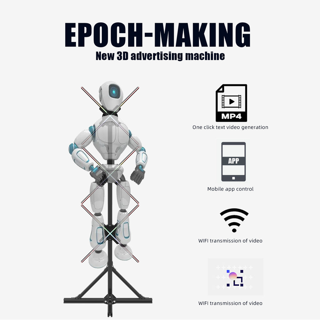 Miss You Triple Fan Hologram: Easy Splicing for Expansive 3D Visuals, Perfect for Business Advertising with Stunning, Dynamic Displays