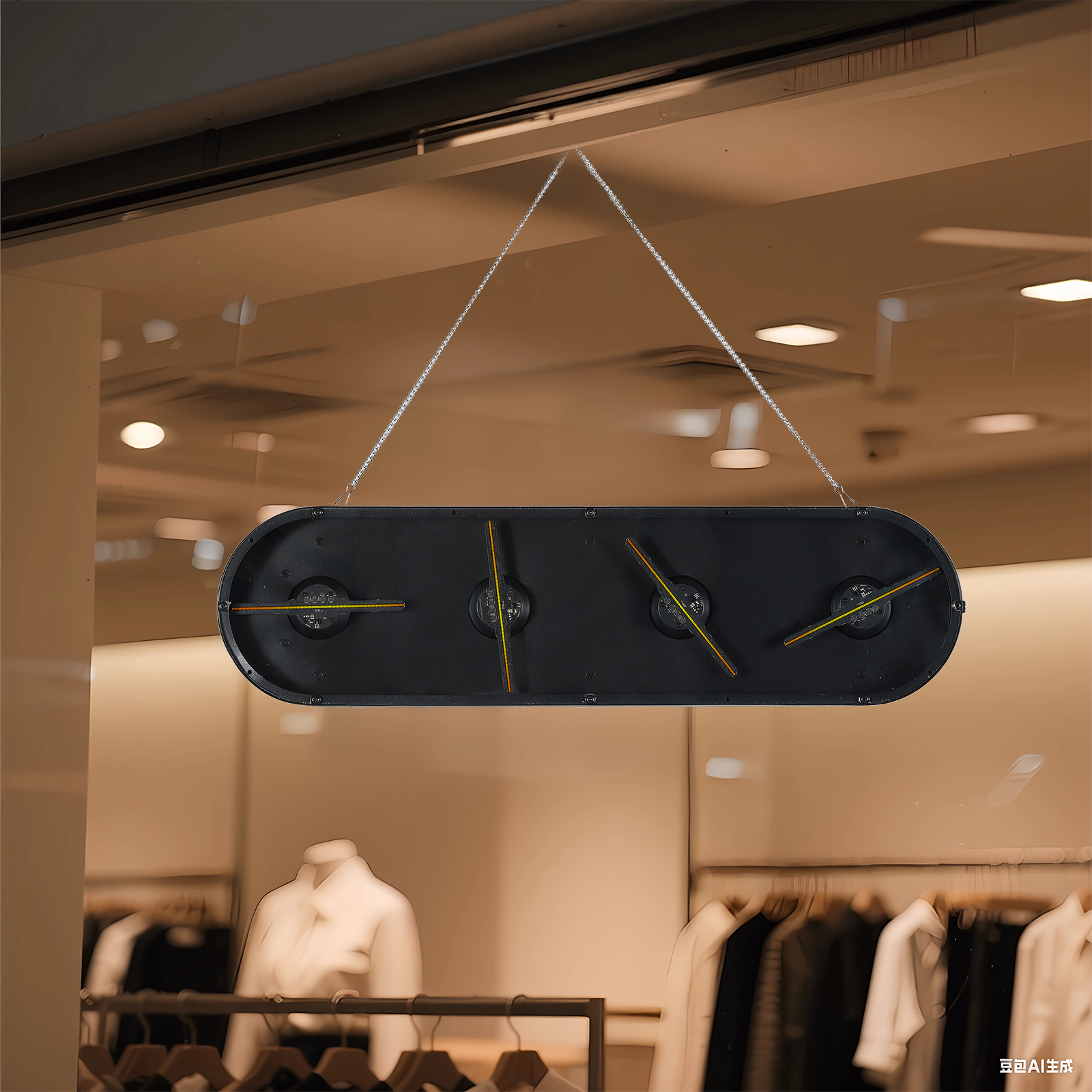 Missyou 3D holographic fan, 18cm 3D holographic fan with WiFi projector and 1500 video libraries - HD desktop LED ceiling light suitable for shops and bars