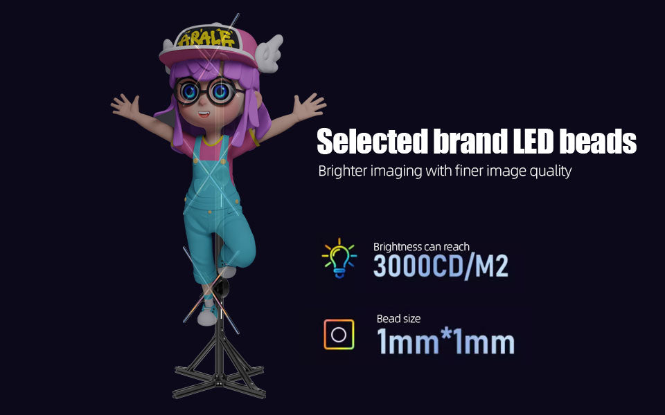 Enhance your brand image with Miss You's 1960MM 3D Holographic Fan Stand - supports multiple 24-inch fans for an impressive visual effect