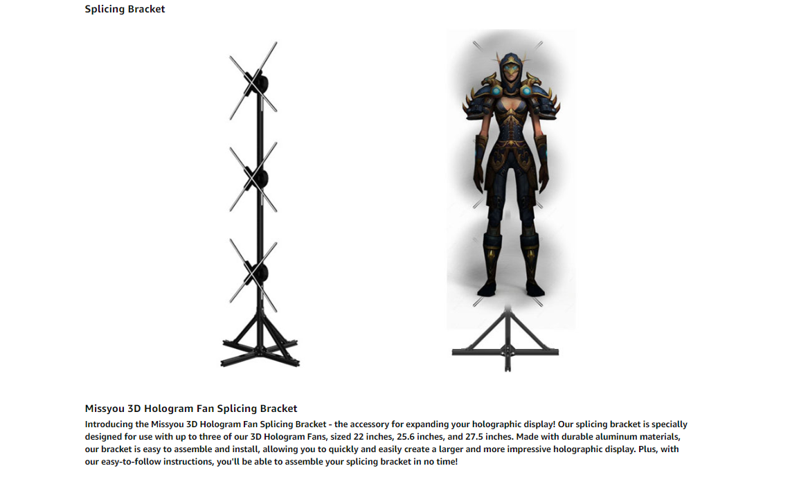 Hologram Fan Stand with Multi-Function Base, Height 39.4 to 69 Inch, 150 Pounds Load-Bearing for A Variety of Hologram Fans