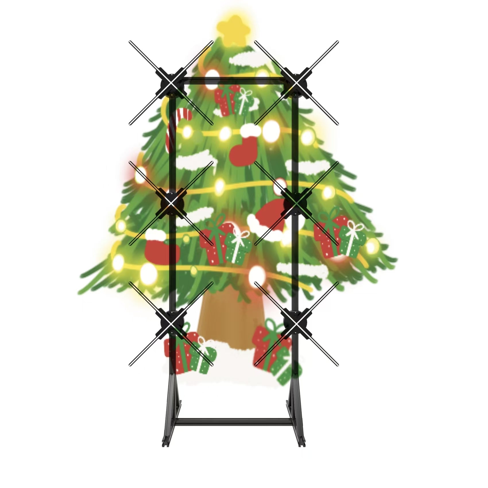 Miss You Large Splicing 3D Hologram Fan Set - 6 Fans with 52CM Blades, Ideal for Expansive Advertising Displays