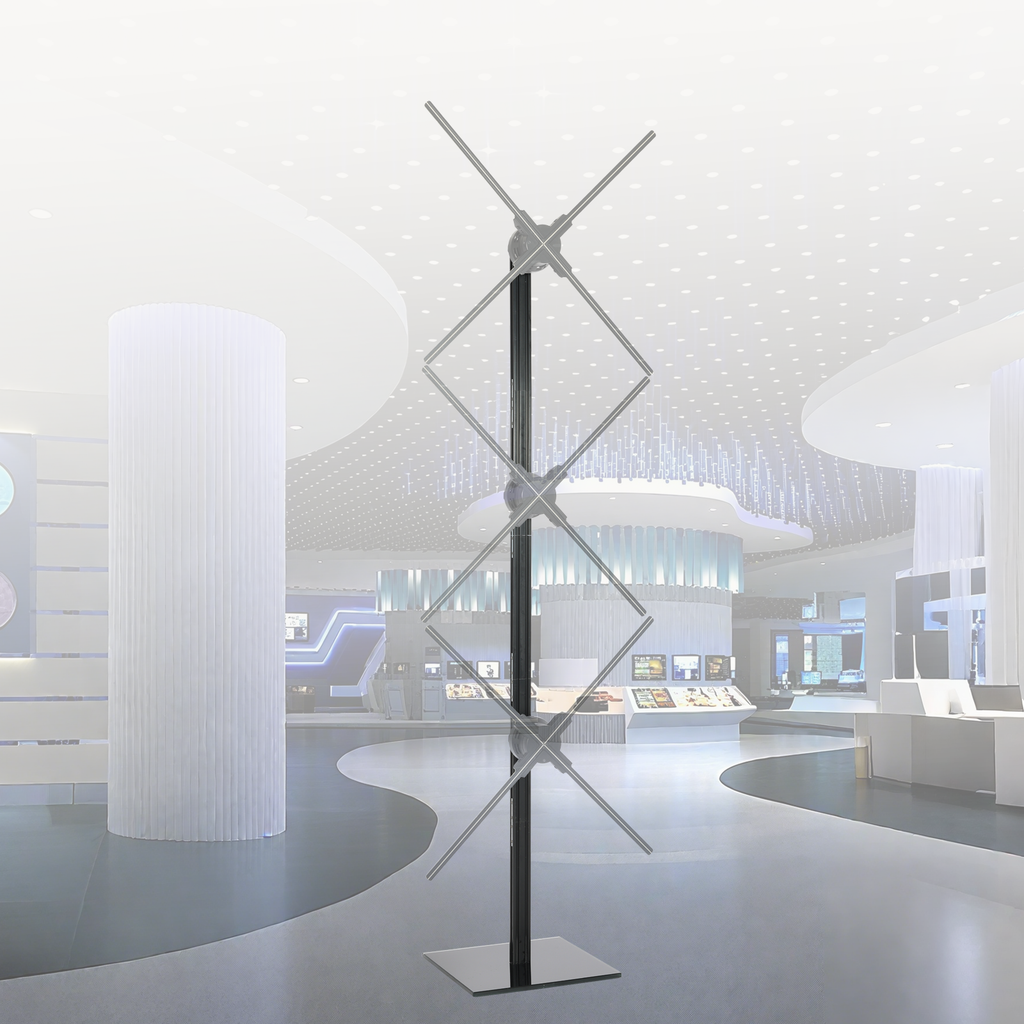 Miss You Triple Fan Hologram: Easy Splicing for Expansive 3D Visuals, Perfect for Business Advertising with Stunning, Dynamic Displays