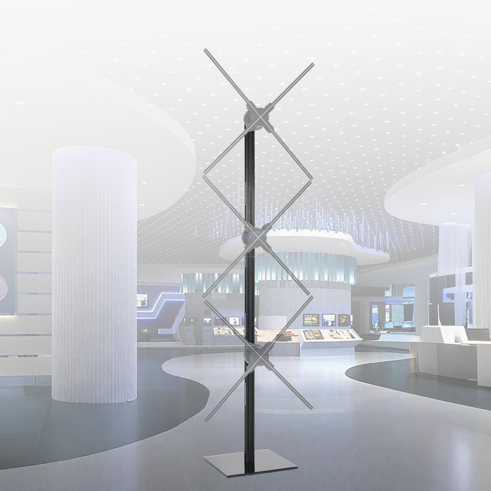 Miss You Triple Fan Hologram: Easy Splicing for Expansive 3D Visuals, Perfect for Business Advertising with Stunning, Dynamic Displays