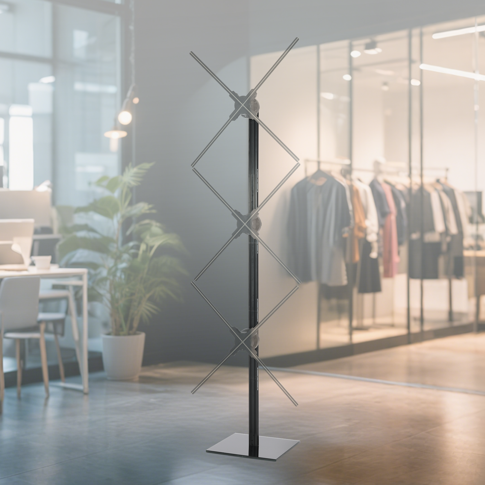 Miss You Triple Fan Hologram: Easy Splicing for Expansive 3D Visuals, Perfect for Business Advertising with Stunning, Dynamic Displays