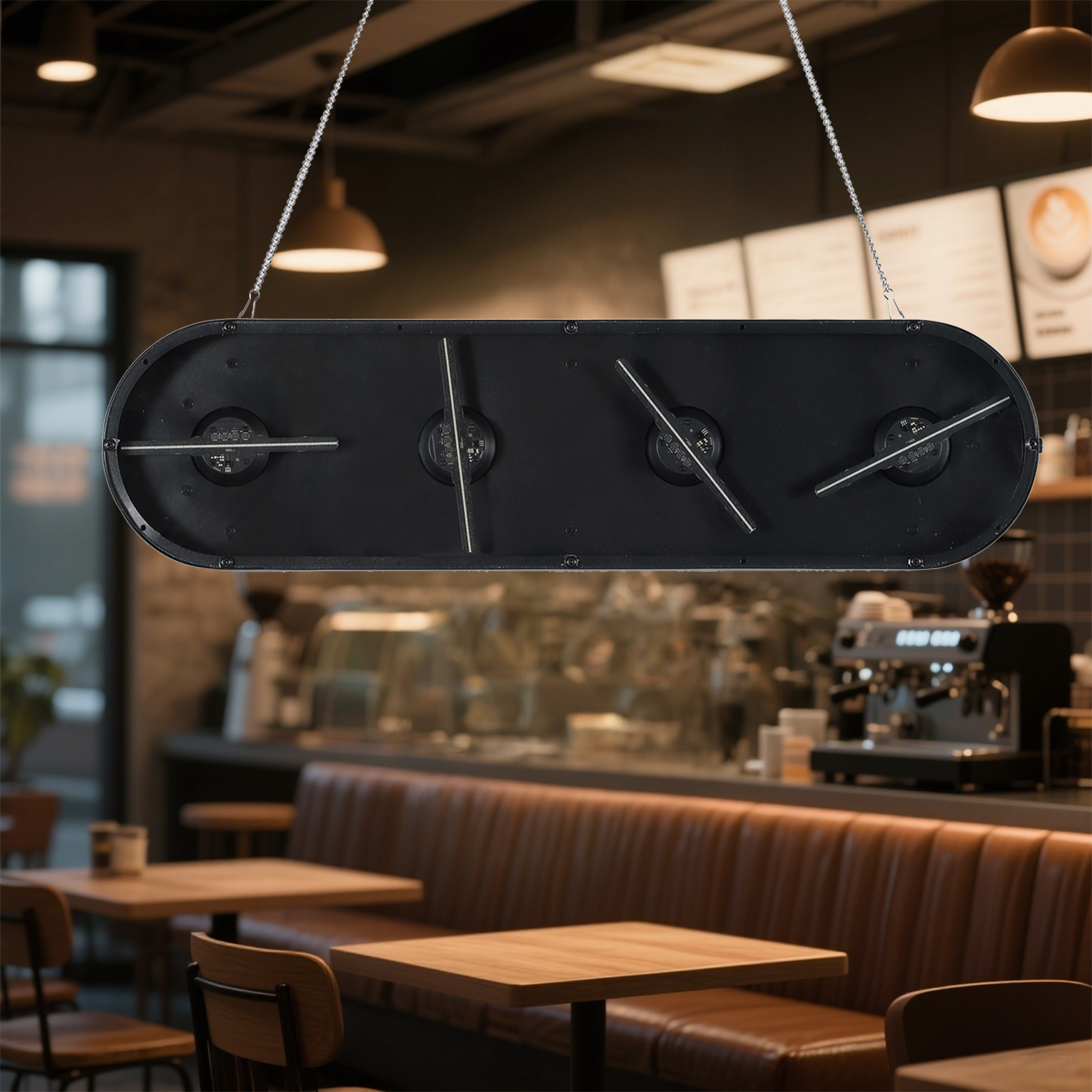 Missyou 3D holographic fan, 18cm 3D holographic fan with WiFi projector and 1500 video libraries - HD desktop LED ceiling light suitable for shops and bars