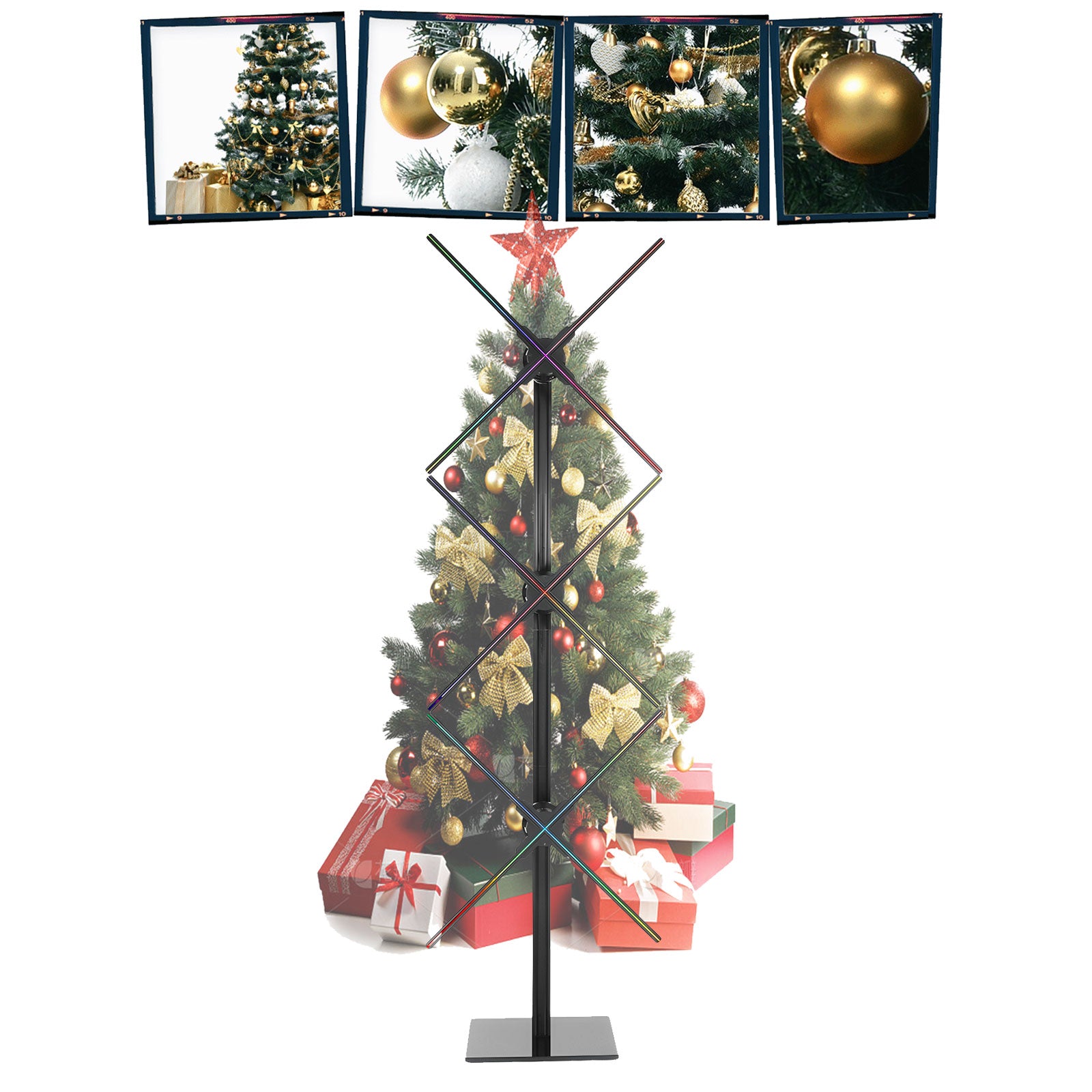 Miss You Triple Fan Hologram: Easy Splicing for Expansive 3D Visuals, Perfect for Business Advertising with Stunning, Dynamic Displays