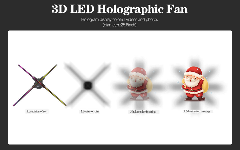 Missyou 25.6" 3D Hologram Fan Projector with Remote, Bluetooth, Splicing, 700 Videos, 768 LEDs for Business Signs, Bar, Casino, Party, Halloween