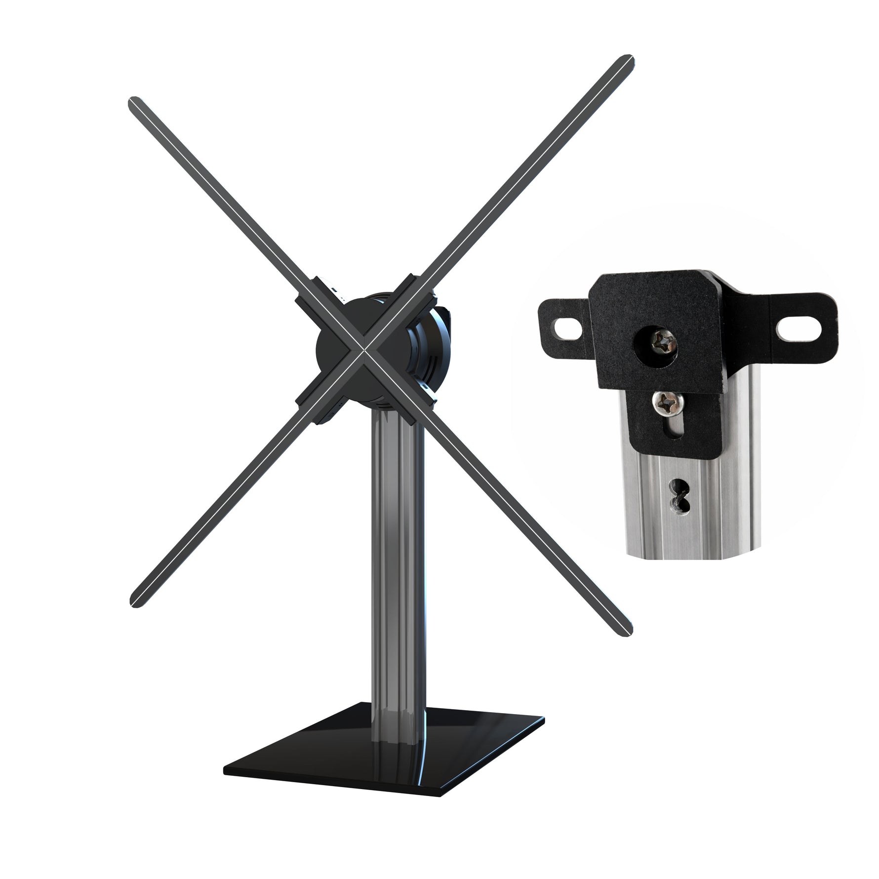 Missyou 3D Hologram Fan Mounting Base, Aluminum Wall Mount Bracket Backplate for 46cm-100cm 4-Blade Fans, Tripod Compatible Replacement Part, Heavy Duty Support for Large Holographic Displays