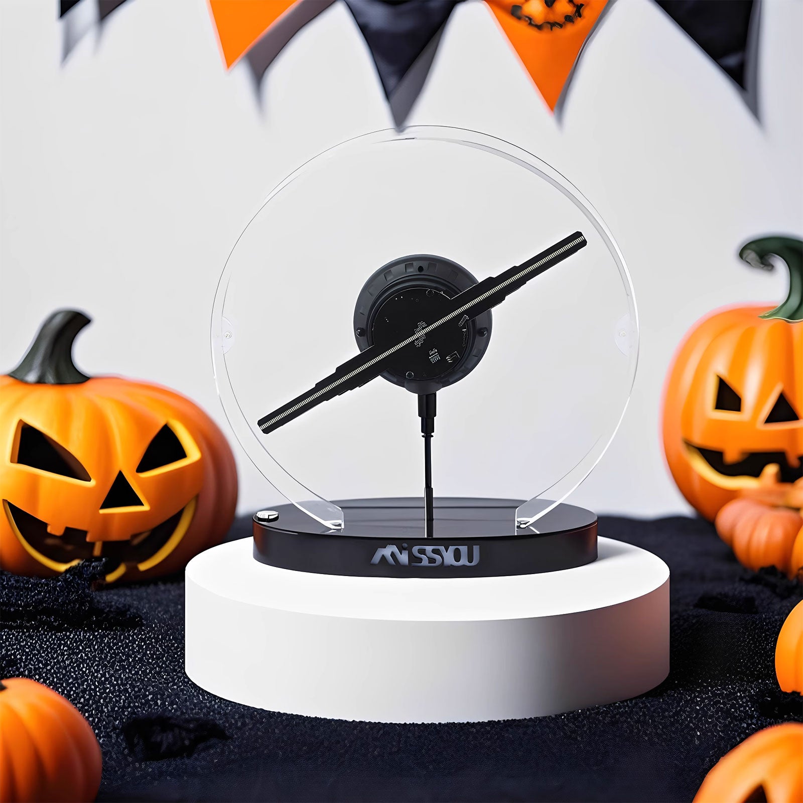 Missyou 11.8-inch 3D Hologram Fan - Customizable Logo, Bluetooth and WiFi Control, Over 700 Video Libraries, Remote Control and Acrylic Cover, Ideal for Advertising and Events