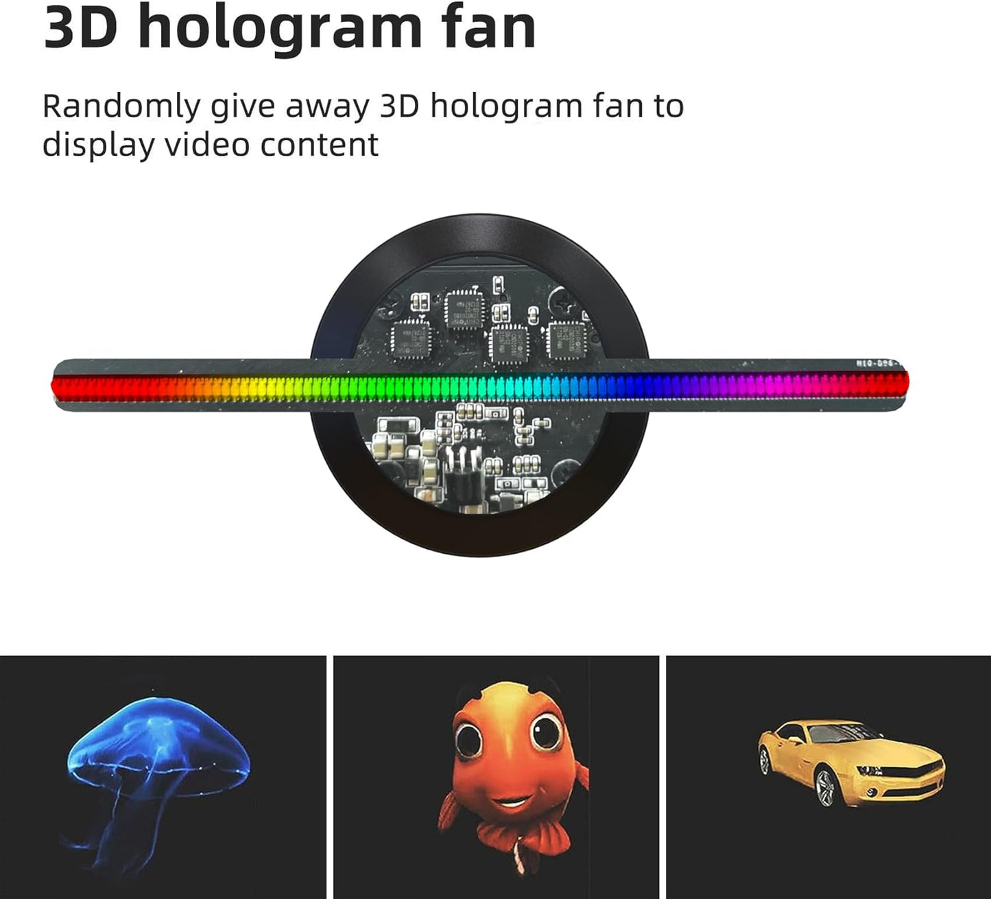 4.3" 3D Hologram Fan Spinner with Bluetooth, Remote, HD LED, 700 Video Library for Halloween, Home Decor, Anime Projection, Parties