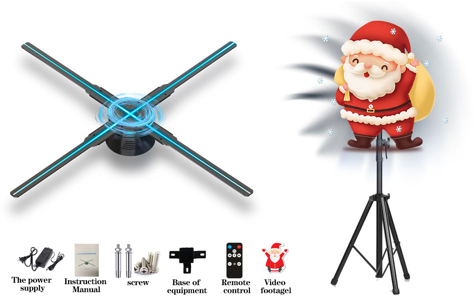 3D Hologram Fan Display with WiFi, Four-Axis Spin, Fast Upload via iPhone/Android, 33.5
