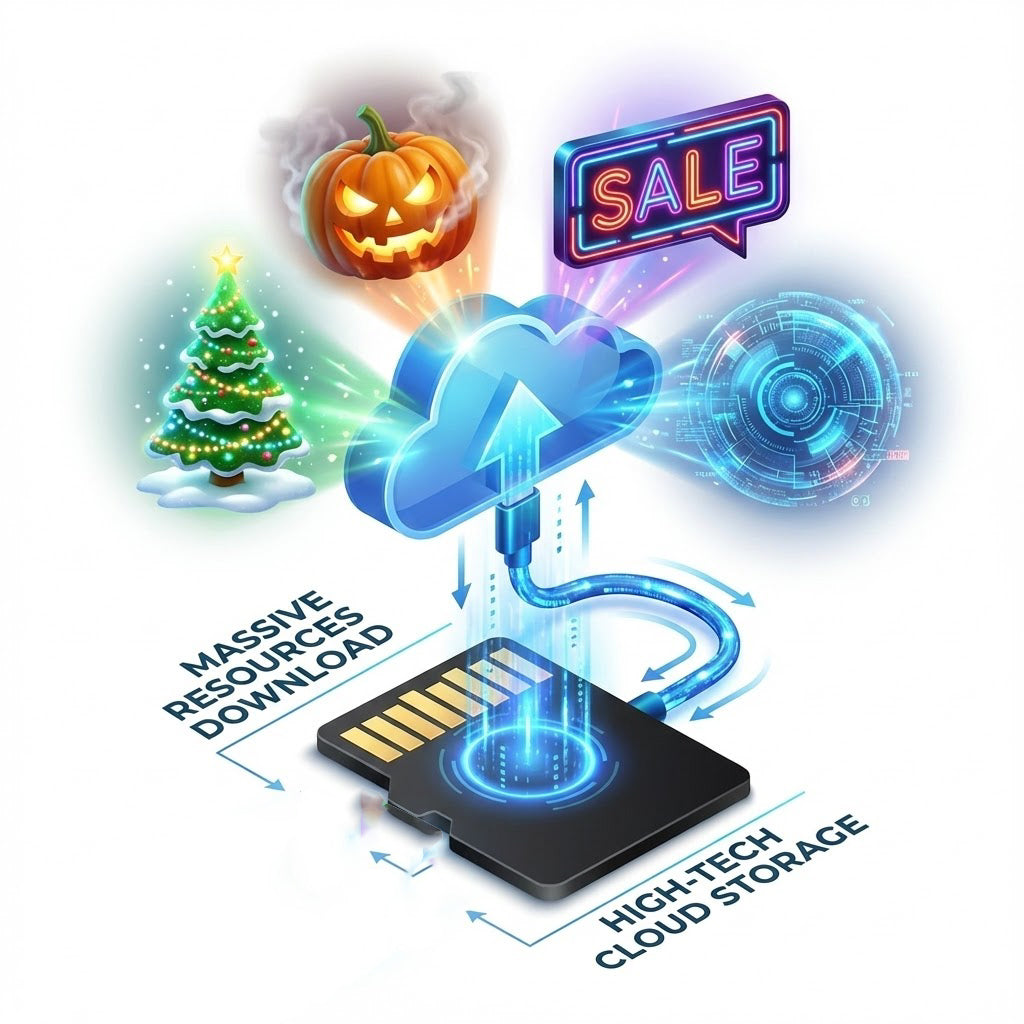 8GB Micro SD Card for 3D Hologram Fan Projector, Universal Replacement TF Memory Kit with USB Reader, Access to 1500+ 3D Video Cloud Library, Class 10 Speed for Advertising Display