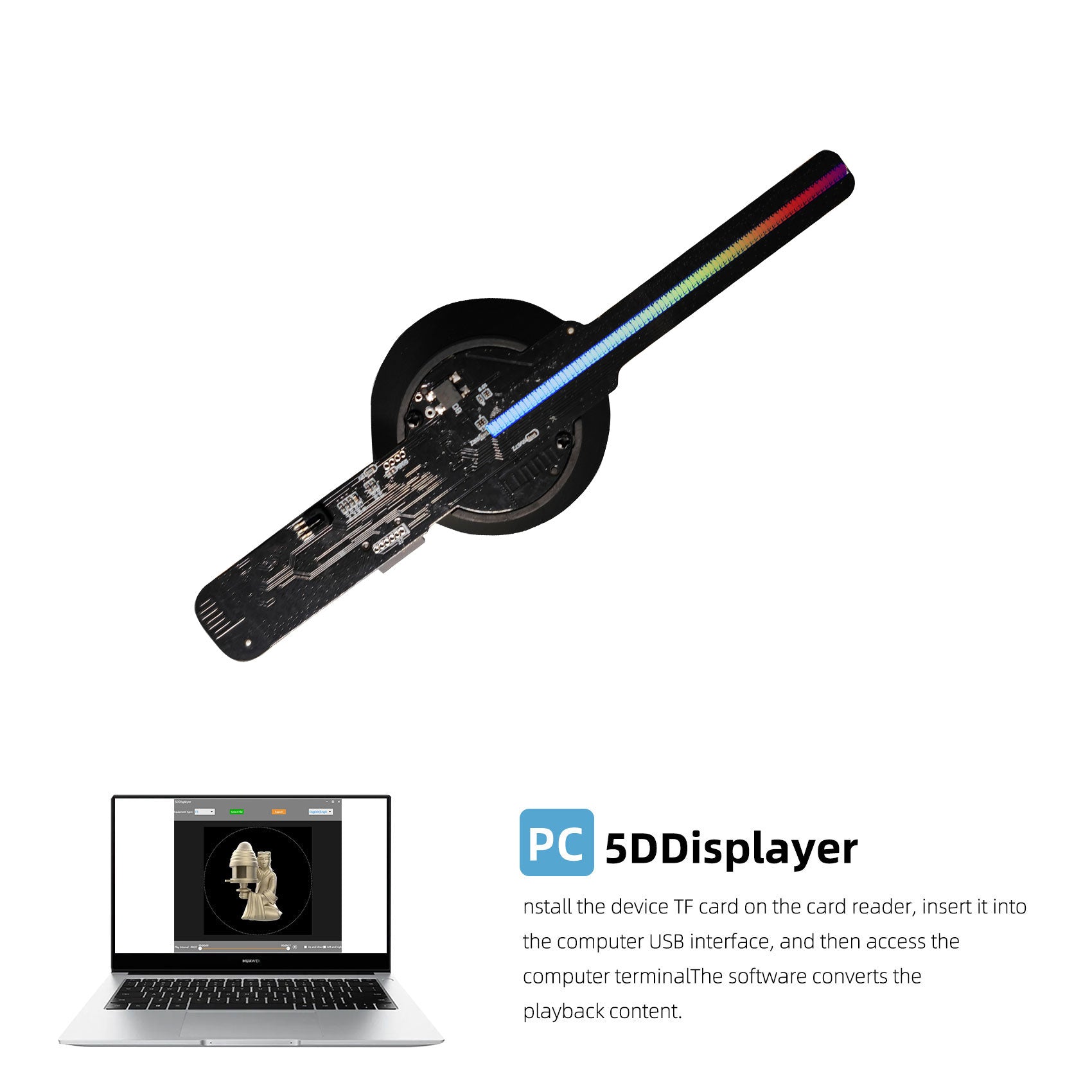 MISS YOU D Series 20cm 7.9" Enhance your advertising with the MISS YOU 3D Hologram Fan - Dynamic holographic display for maximum engagement