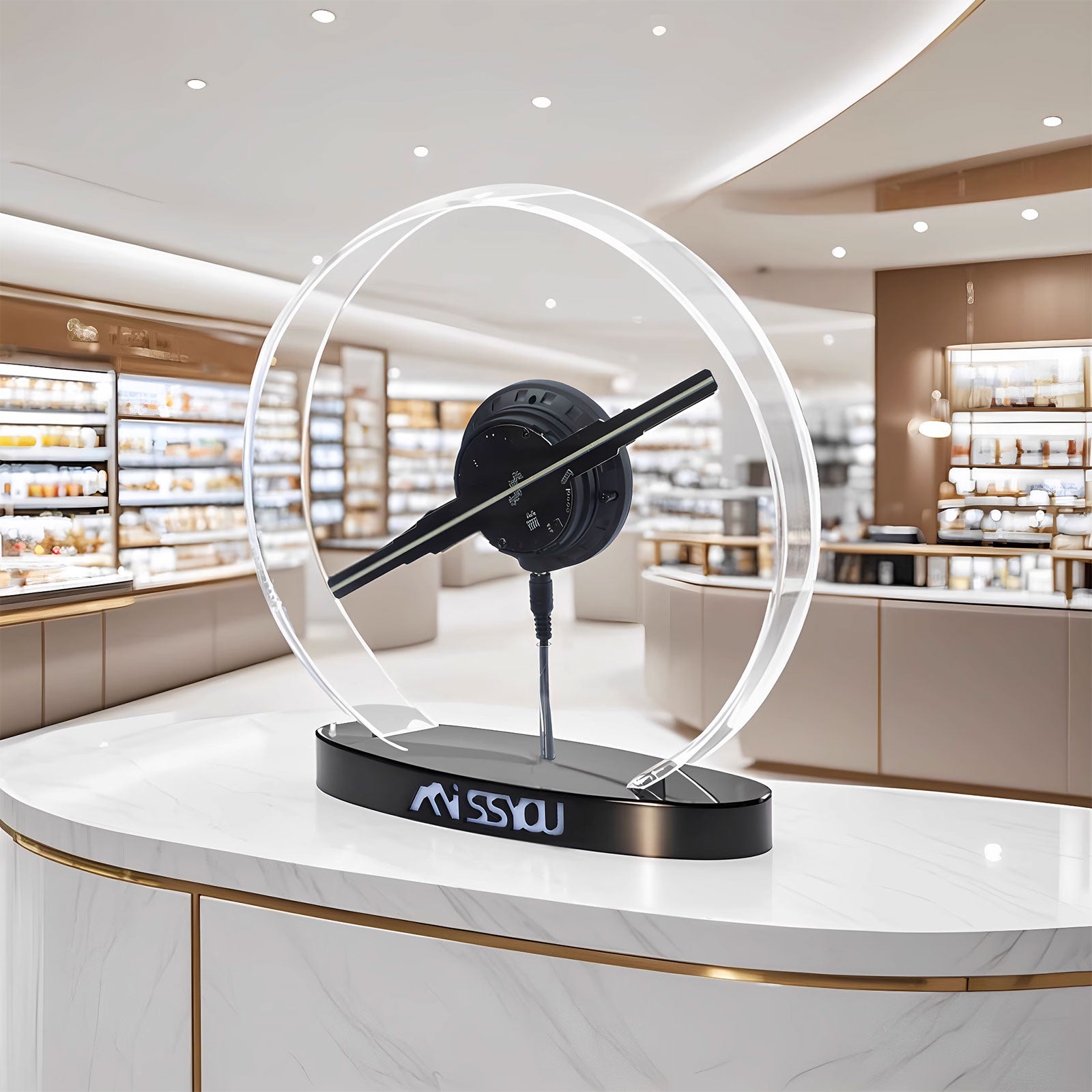 Missyou 11.8-inch 3D Hologram Fan - Customizable Logo, Bluetooth and WiFi Control, Over 700 Video Libraries, Remote Control and Acrylic Cover, Ideal for Advertising and Events