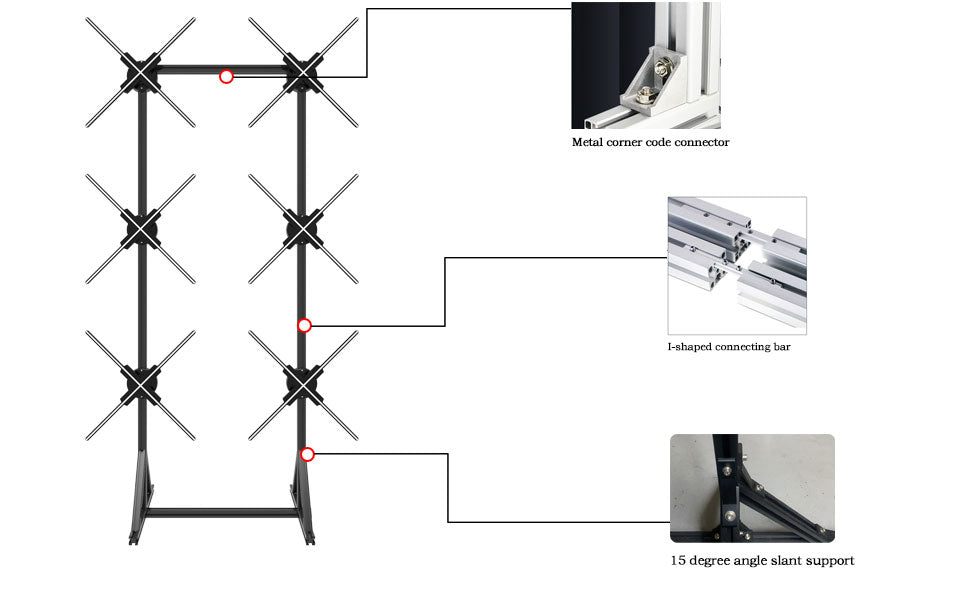 Miss You 3D Hologram Fan Large Splicing Set - 6 Fans with 65CM Blades, Ideal for Creating Large Visual Displays