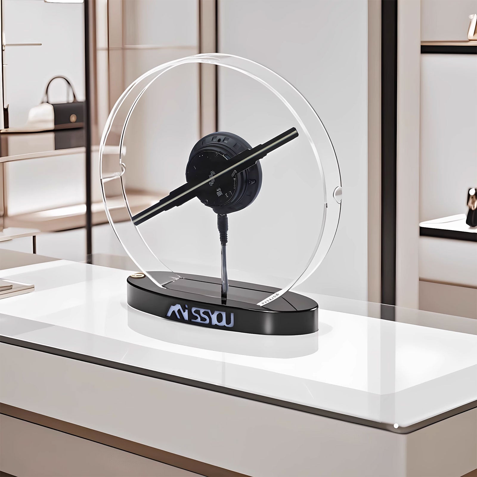 Missyou 11.8-inch 3D Hologram Fan - Customizable Logo, Bluetooth and WiFi Control, Over 700 Video Libraries, Remote Control and Acrylic Cover, Ideal for Advertising and Events