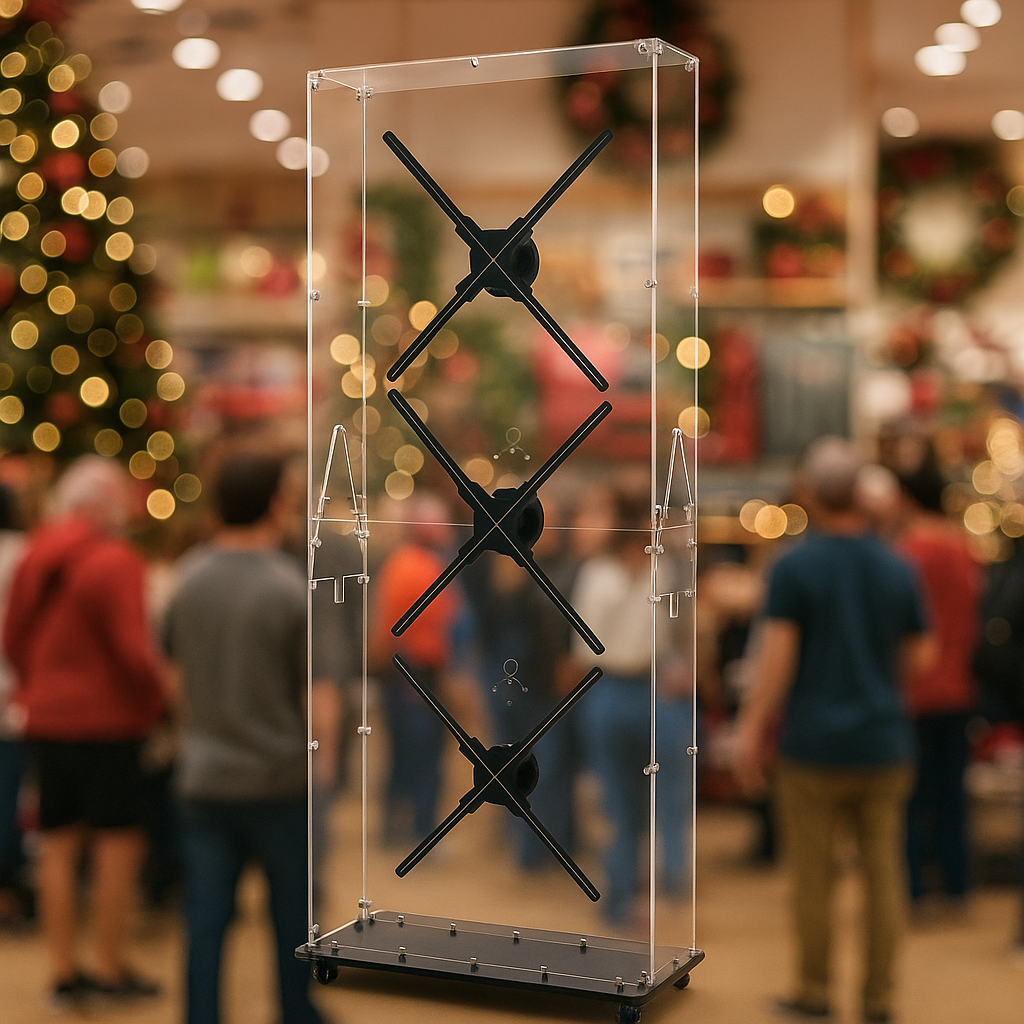 Missyou 3D HologramFan Splicing Cover Acrylic Protective Case With Wheels and 3D hologram fan