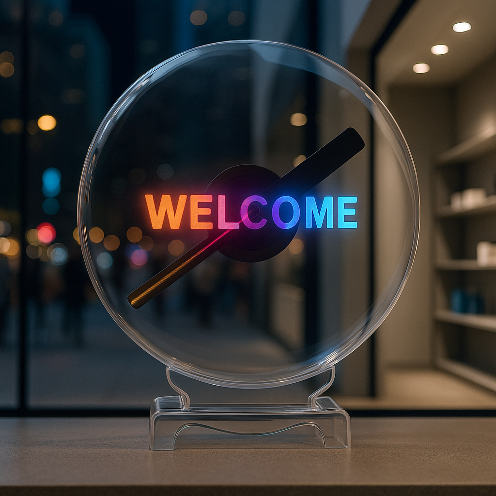 7.8" 3D Hologram Fan Projector, 1.2" Thick, 700 Video Library for Business Signs, Bar, Casino, Party, Halloween Ads