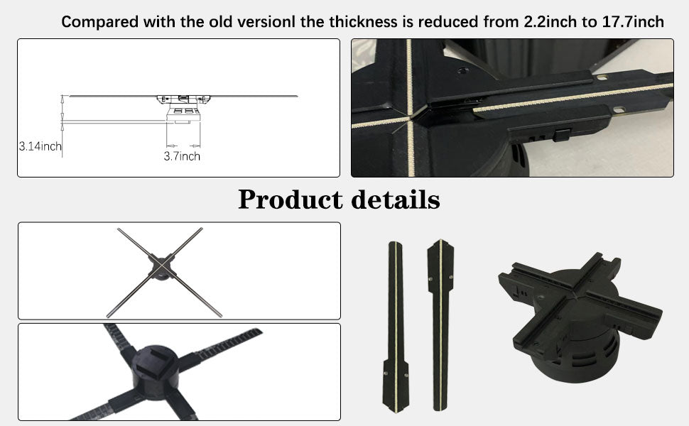 Missyou 25.6" 3D Hologram Fan Projector with Remote, Bluetooth, Splicing, 700 Videos, 768 LEDs for Business Signs, Bar, Casino, Party, Halloween