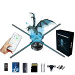 3D Hologram Fan Display with WiFi, Four-Axis Spin, Fast Upload via iPhone/Android, 31.5" 3D Holographic Fan Projector for Shop, Bar