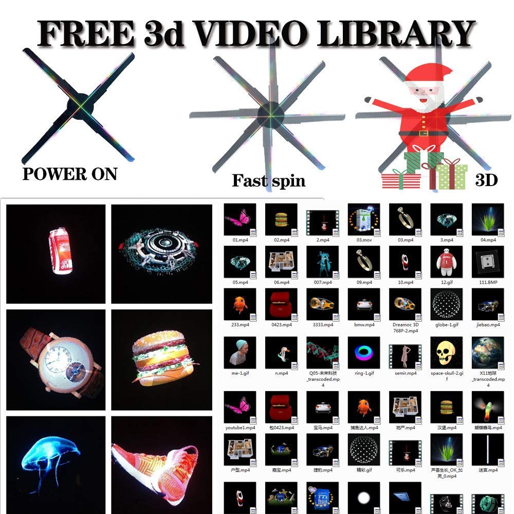 3D Hologram Fan, 17.9" Portable Holographic Display with WiFi, 700 Videos, 3D LED Projection, Adapts to Various Scenarios