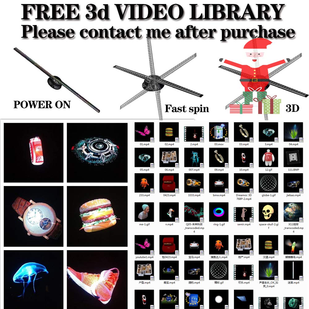 3D Hologram Fan, 17.9" Portable Holographic Display with WiFi, 700 Videos, 3D LED Projection, Adapts to Various Scenarios