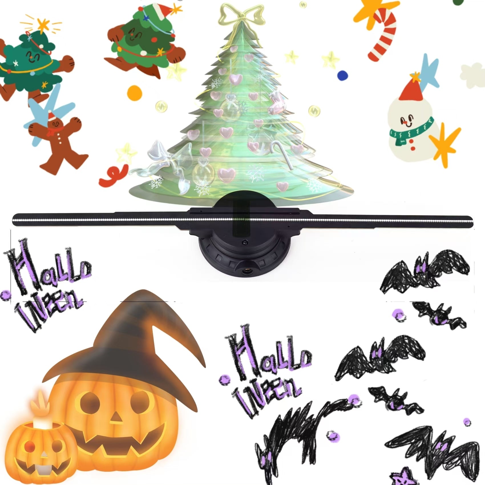 MissYou 49cm 3d Hologram Fan: Santa’s Favorite Helper for a Cool Christmas! 🎁💨